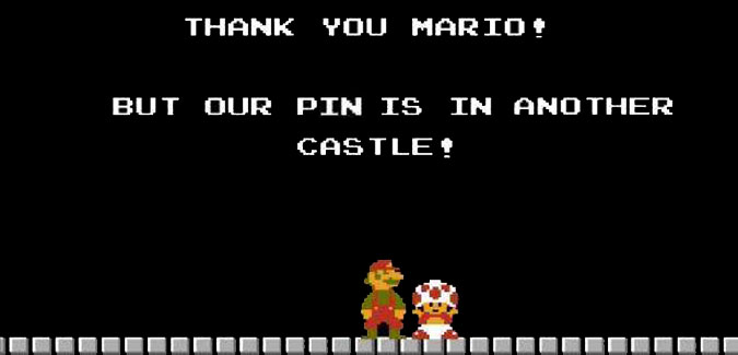 A play off the Super Mario Bros. Princess is in another castle scene