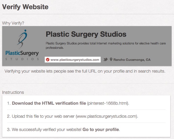 Website Verification Pinterest Website Verification